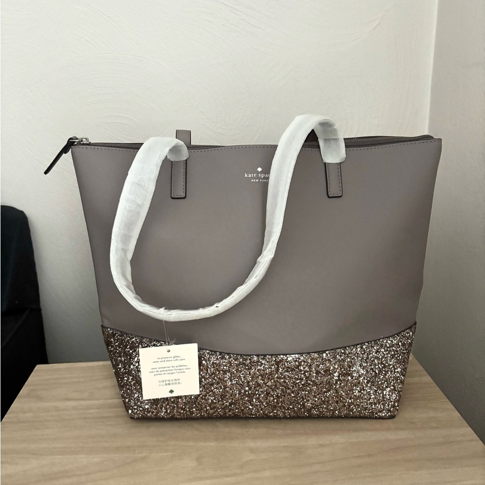 Kate Spade Greta Court Glitter Tote in Grey